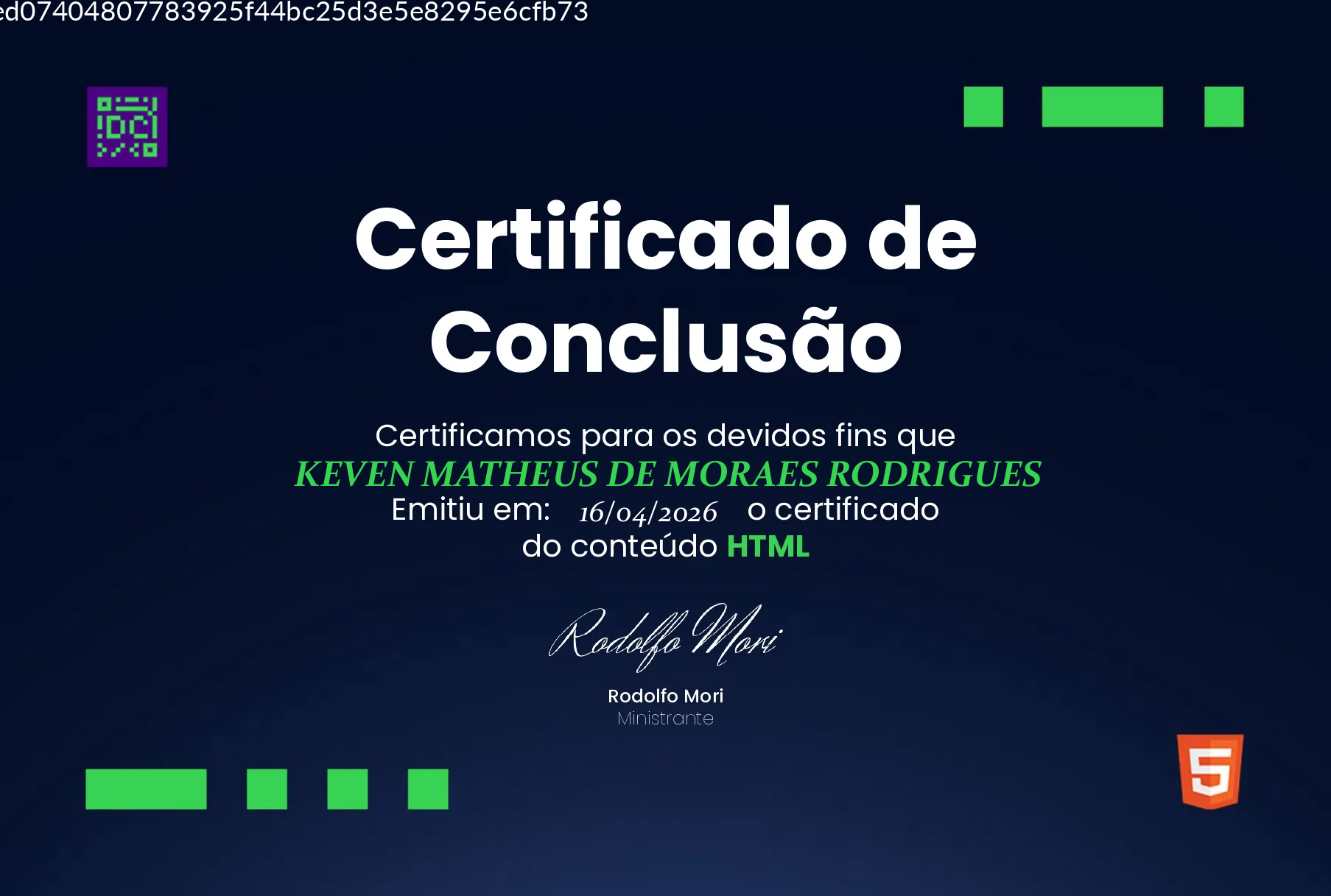 Certificado HTML — DevClub